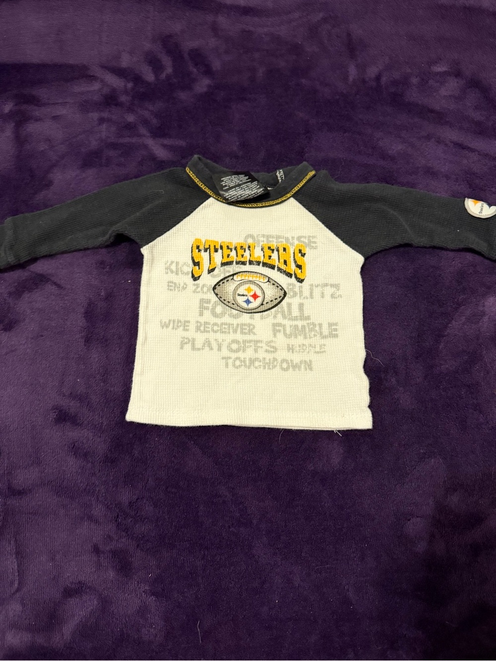 NFL Pittsburgh Steelers Kids Raglan Long Sleeve Shirt - White & Black